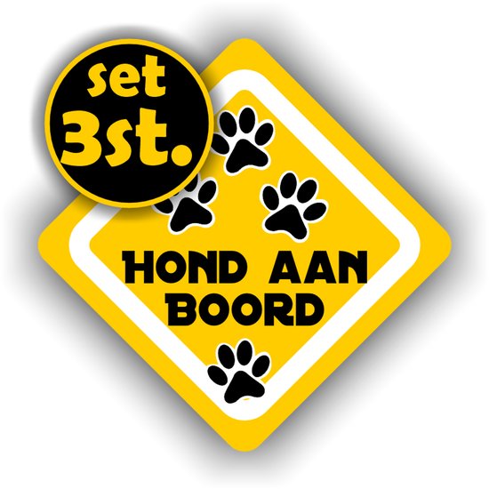 Chien à bord autocollant de voiture pattes de chien avec texte ensemble de 3 autocollants