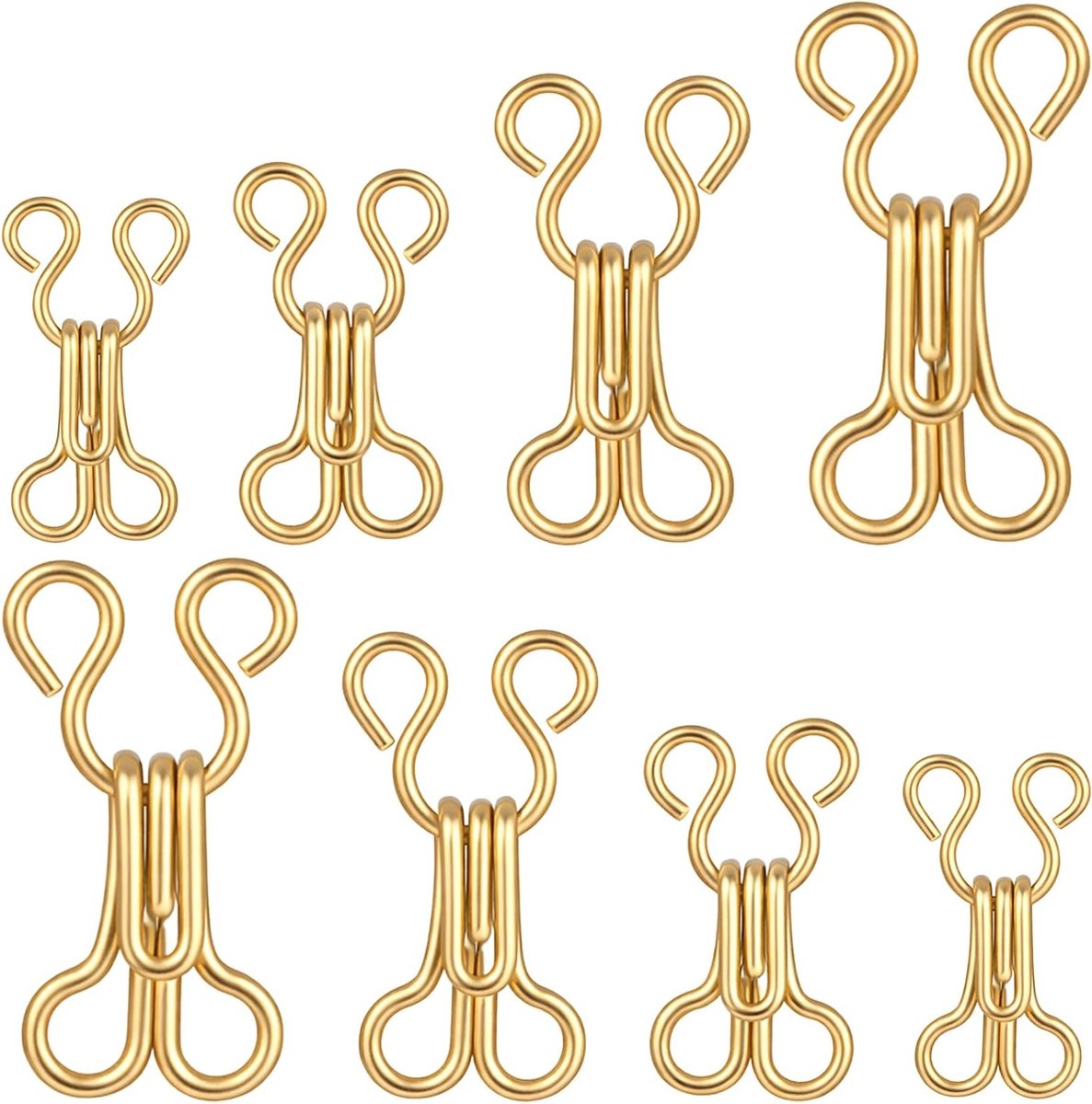 80 Paar Haak en Oog Sluitingen voor Kleding, 4 Maten Haakjes voor Broeken, Rokken en Ondergoed - Ideaal voor DIY Projecten en Creatief Naaiwerk