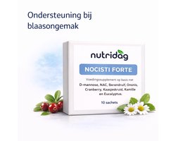 Nutridag - Nocisti forte - Helpt bij een blaasontsteking - Natuurlijke blaasontsteking kuur - Meteen verlichting van branderig en pijnlijk gevoel - 10 zakjes