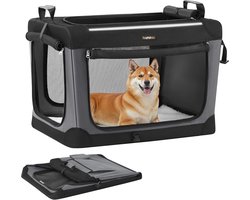 Feandrea opvouwbare hondenbench, draagbare reisbench voor huisdieren voor middelgrote honden, 76,2 x 53,4 x 53,4 cm, Oxford stoffen huisdierendrager met gaasdeuren, opbergvak, inktzwart PDC017B01