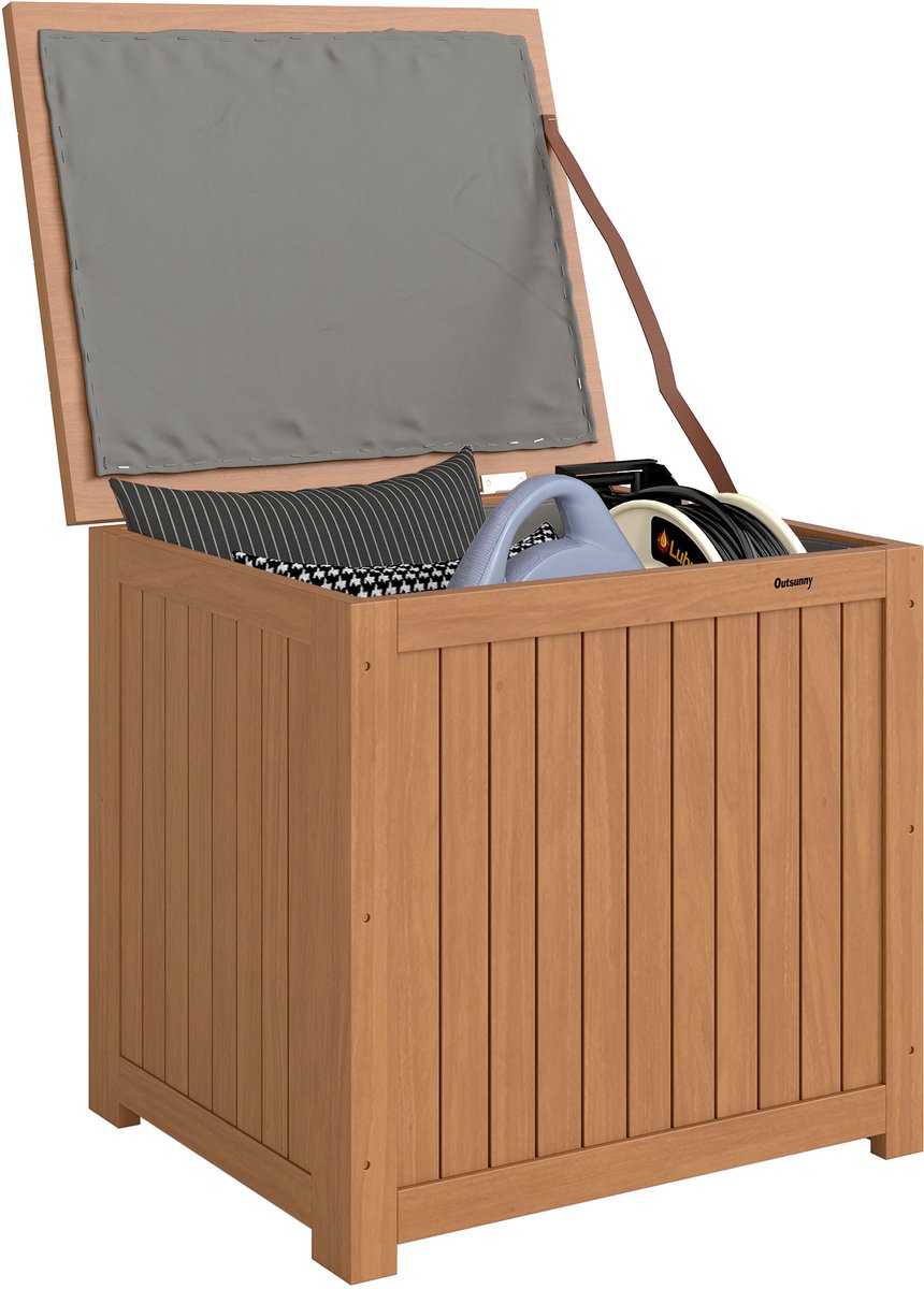 Outsunny opbergbox voor buiten - Vurenhout, polyesterstof - 63 x 51 x 58,5 cm - Bruin