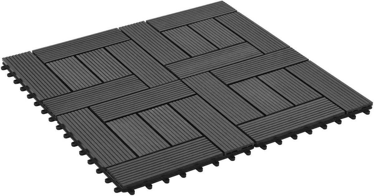 vidaXL - Terras - Tegel - 22 - pcs - Zwart - 30 - x - 30 - cm - WPC