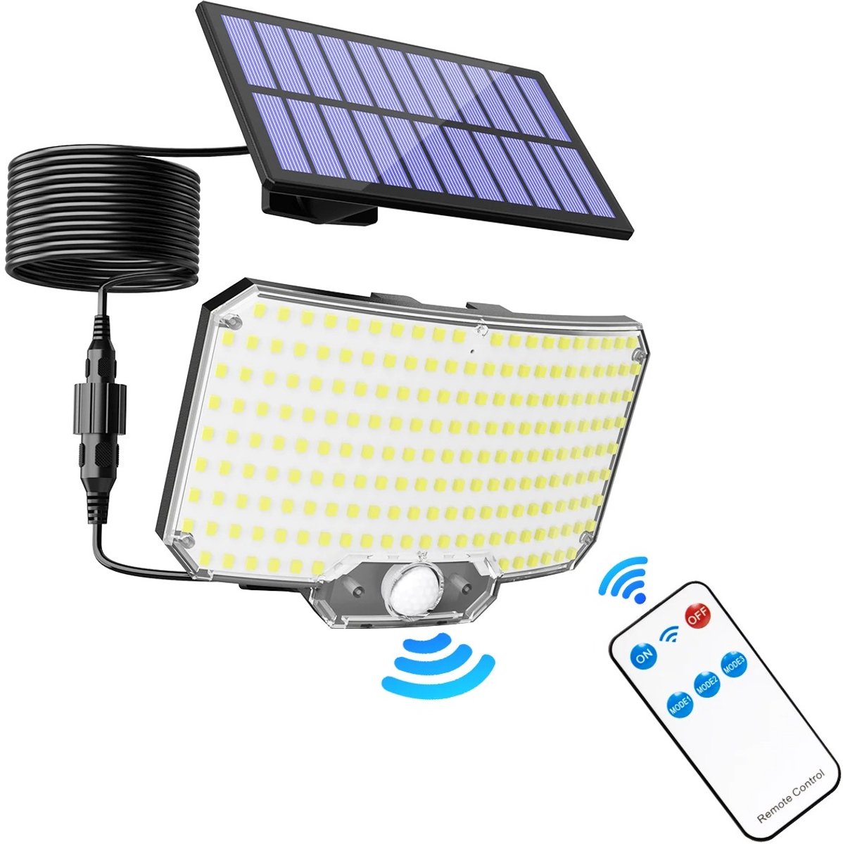 Pelor Solar Wandlamp Buiten met Bewegingssensor 234 LED – Tuinverlichting met Afstandsbediening – Waterdicht IP65 – 3 Lichtmodi