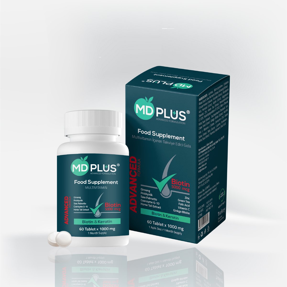 Bol.com MD Plus Advanced Hair Multivitamin 60 Tablet - Anti Haaruitval - Ondersteunend voor Haargroei - Hairtimeistanbul aanbieding