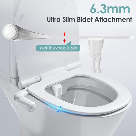 Draagbare niet-elektrische toiletbidetsproeier - intrekbare sproeikoppen - ultradun opzetstuk - regelbare waterdruk — afbeelding 3