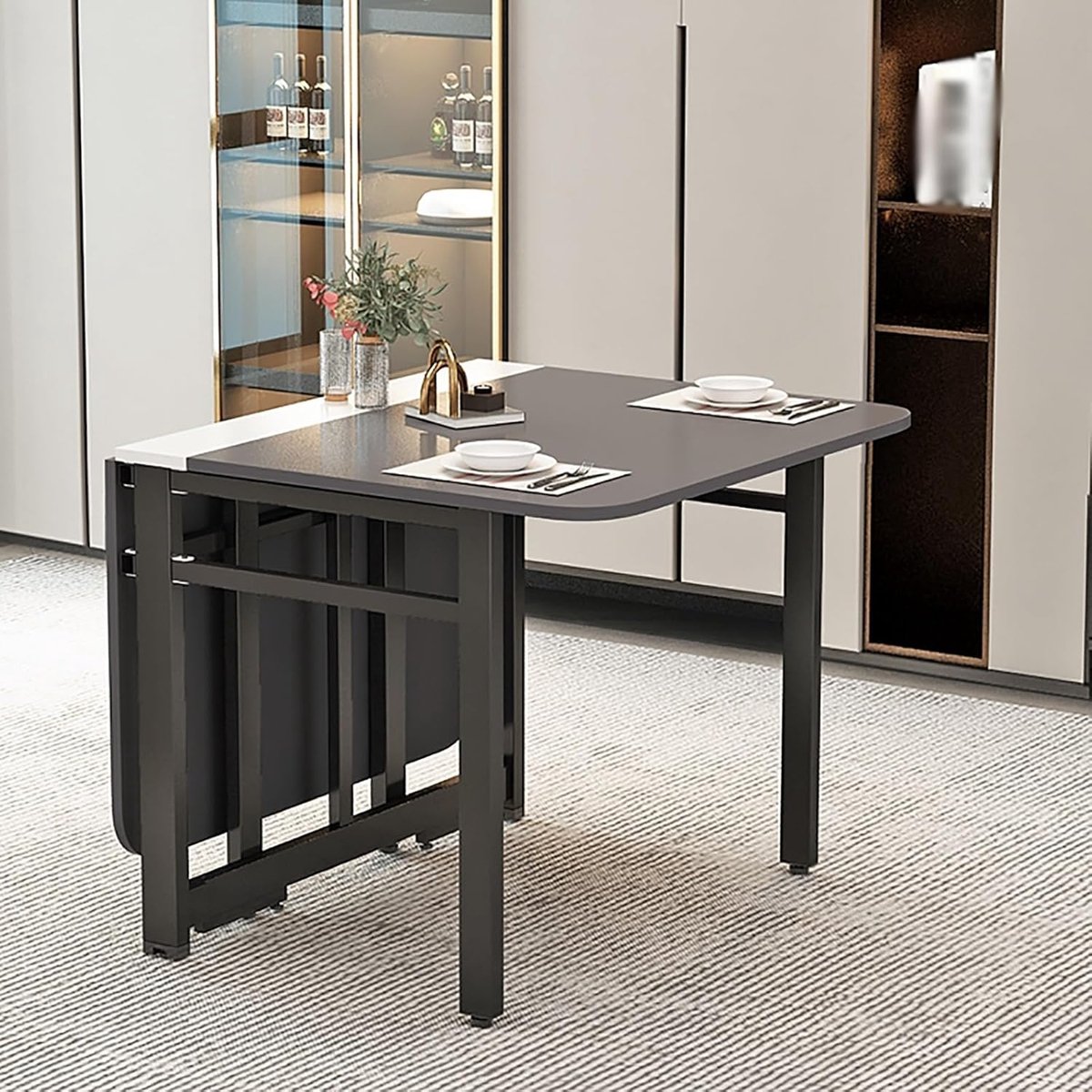 Opvouwbare eettafel uitschuifbaar 140 x 80 x 75 cm – drop leaf houten keukentafel voor 2-6 personen – ruimtebesparende multifunctionele eetkamertafel voor keuken, woonkamer en kantoor – Vermissen