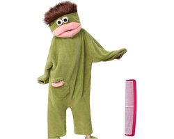 OLOEY Volwassen Monster Collectieve Pyjama - Mannen en vrouwen Universele Plush All-in-One Huiskleding - Verdikte zachte warmte - met hoed en zakken - Cartoon Animal Style Huis Pyjama - Groen - XL Code