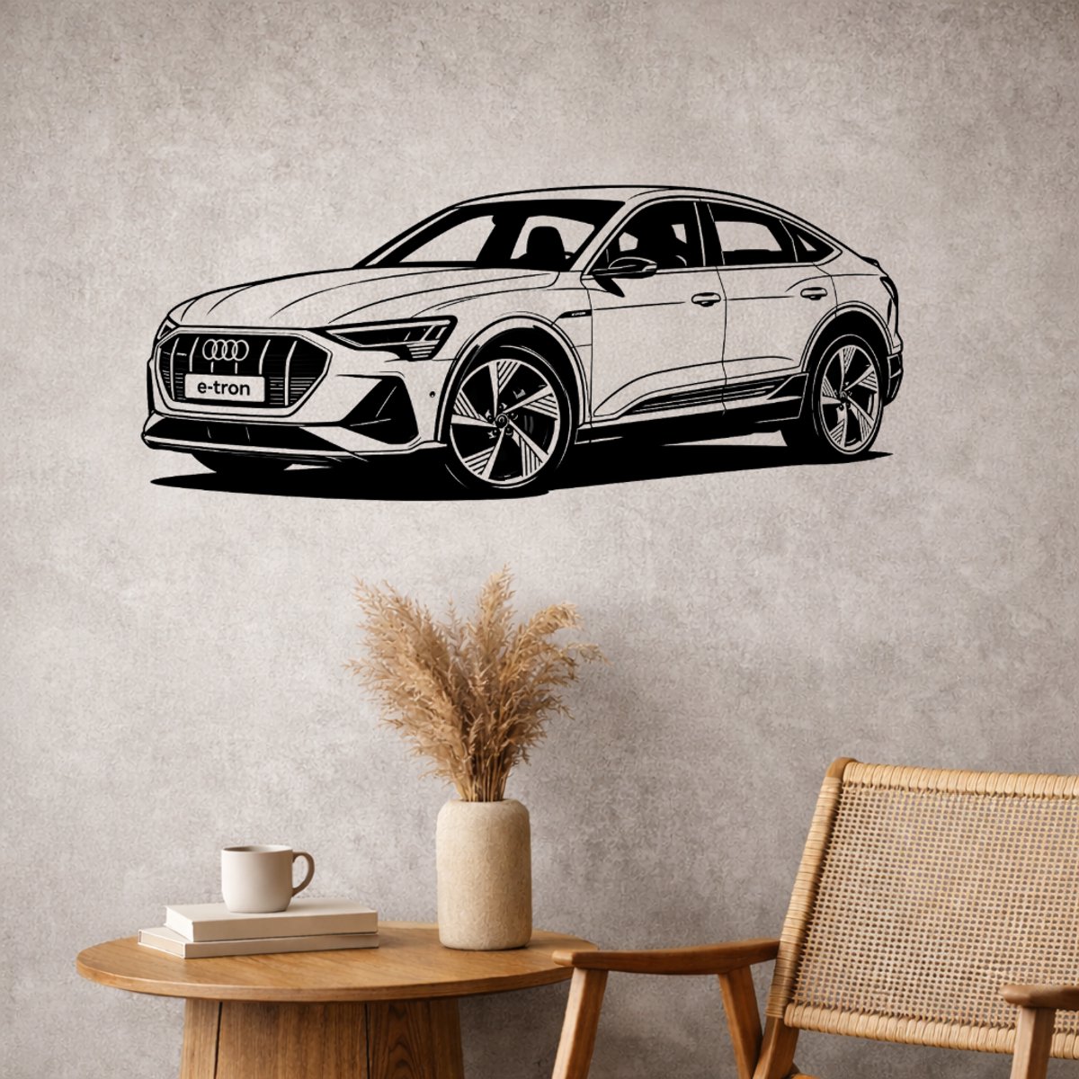 BR2Laser Audi E-tron Sportback – Wanddecoratie – Lasergesneden Hout – Autokunst – 55 cm Breed