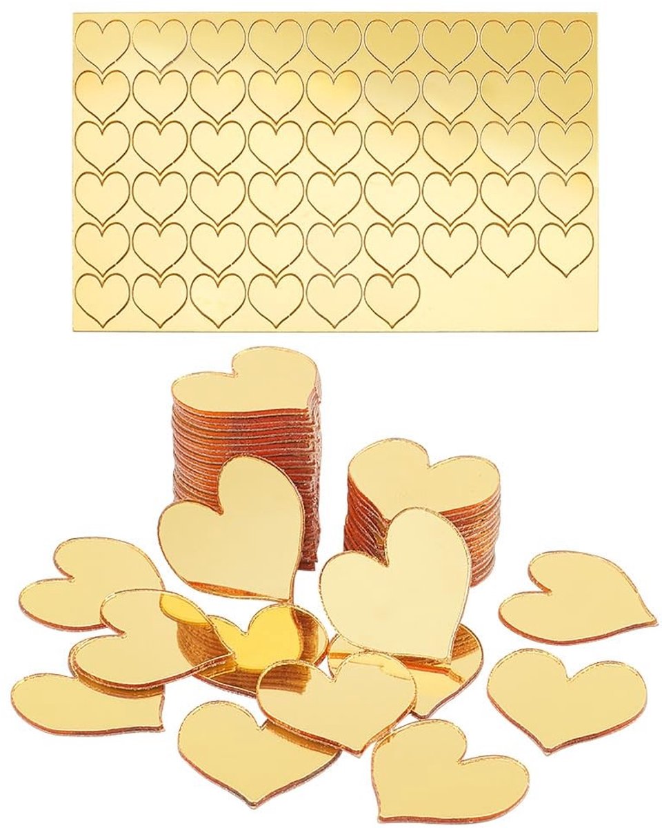 Allecto - Gouden Spiegels - Zelfklevende Spiegeltegels - 100 stuks - Acryl - Ambachtelijke Spiegelstickers - Geschikt voor Kunstprojecten - 0,7 inch