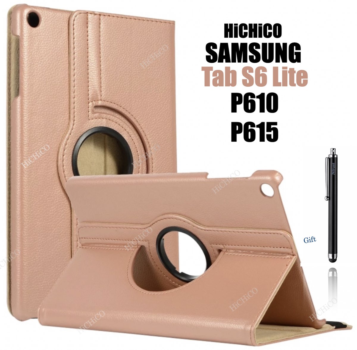 HiCHiCO® Tablet Hoes Geshikt voor Samsung Galaxy Tab S6 Lite 10.4” Hoesje - Samsung Galaxy Tab P610 Hoesje Goud - Galaxy Tab P615 Hoesje met Stylus Pen