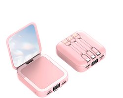 Powerbank 10.000 mAh – Roze – Met ingebouwde kabels & display – Draagbare oplader / externe batterij voor smartphone & tablet