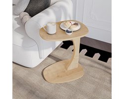 sugodesign Norma Bijzettafel - Bijzettafel met wielen - Bedtafeltje met Wielen - Eikenhoutlook bijzettafel C-vorm - kleine stijlvolle salontafel