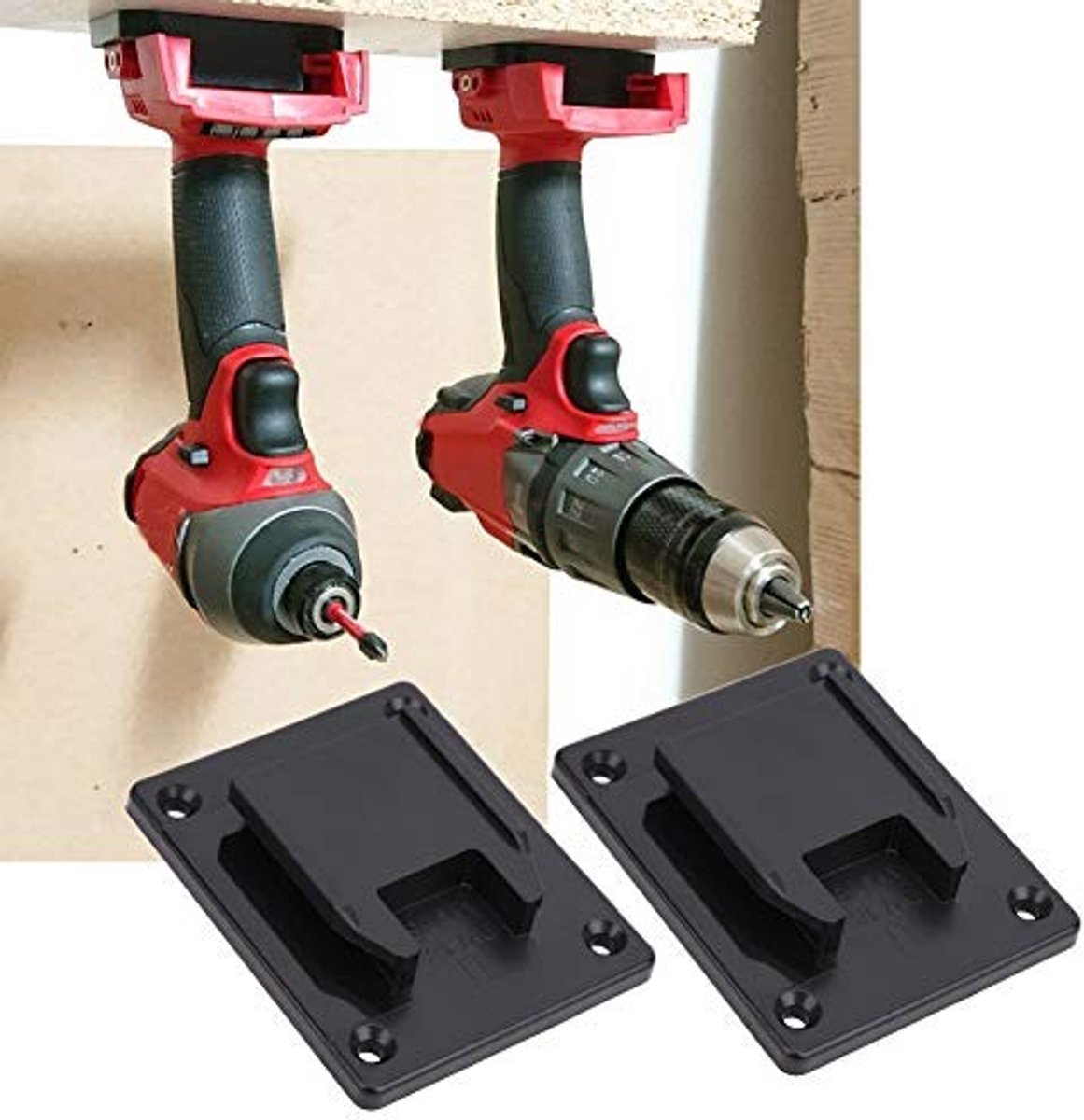 Allecto - Wandmontage Accuboormachines - M18 18V/20V - 2 Stuks - Zwart - Stevige Bevestiging en Efficiëntie - Geschikt voor Accu Gereedschap - 2 Stuks