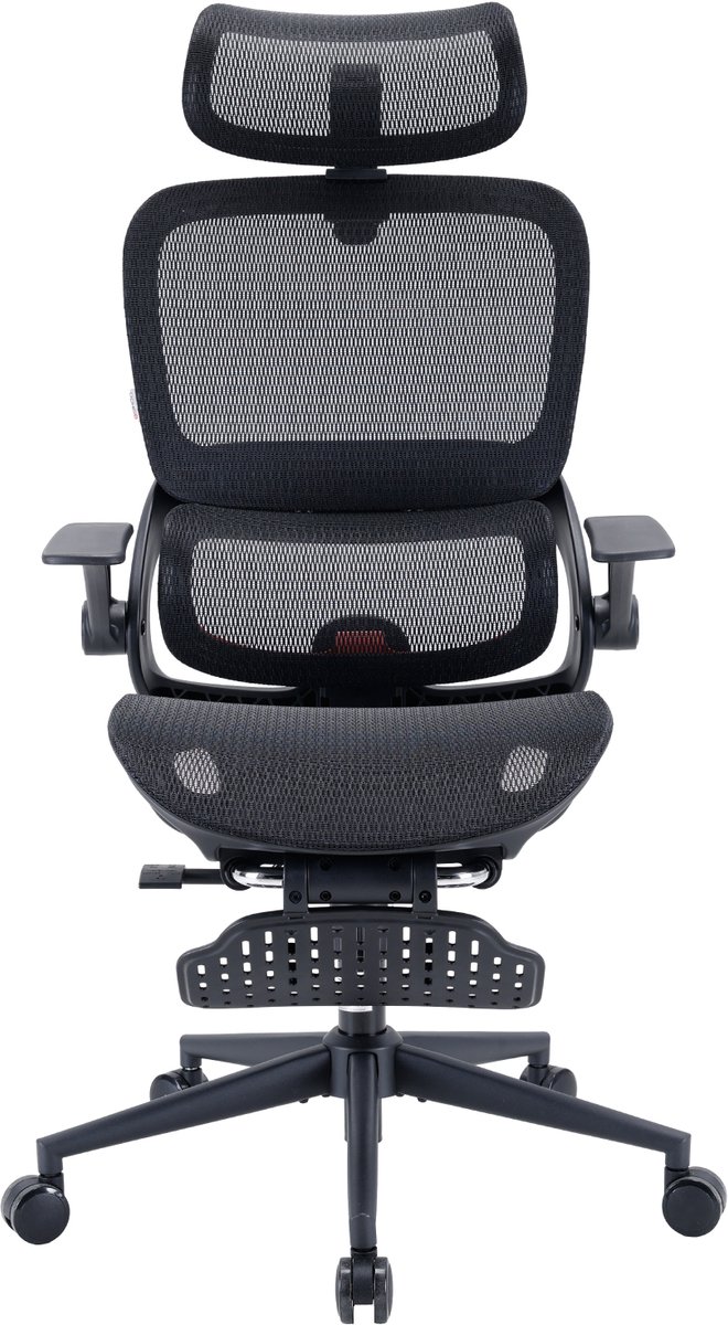 SIHOO B100 Ergonomische Bureaustoel met Voetsteun - Adaptieve Dynamische Lumbale Steun - Ademende Mesh - 2D Armsteunen - Zwart