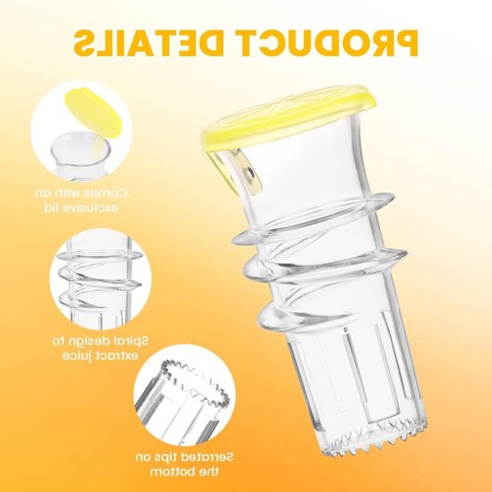 Handmatige citroenpers, set van 2 plastic citroenpersen met deksel, draagbare handmatige citruspers, eenvoudig schoon te maken, geschikt voor bars en thuiskeukens, kan worden gebruikt voor het bereiden van cocktails, thee, salades en zeevruchten. — afbeelding 2