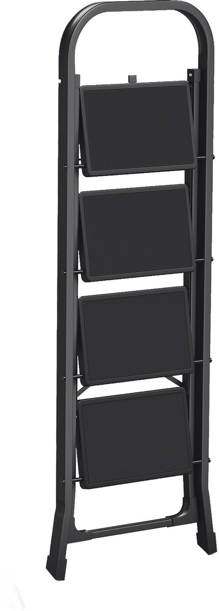 SONGMICS - Ladder - 4-Trede Opvouwbare Huishoudtrap - Met Klapbeveiliging - Draagvermogen tot 150 kg