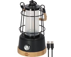 Brennenstuhl Oplaadbare campinglamp CAL 1 AC met henneptouw en bamboevoet (350lm, IP44, brandtijd tot 75h, dimbaar, power bank, instelbare lichtkleur)