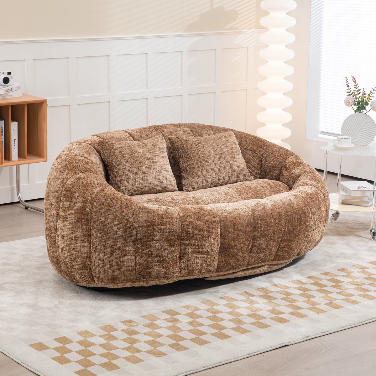 MODENUIT Zitzakstoel 150 x 95 x 63 cm - Rugleuning Met Armleuningen - Voor Woonkamer En Slaapkamer - Chenille - Koffie