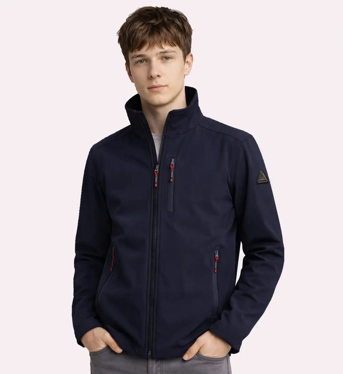 Lizzard Sports Heren Softshell Jas Navy - Maat XXXL - Lichtgewicht Waterafstotende Jas LZ-101 Keytag Edition – Winddicht en Ritszakken Tussenjas