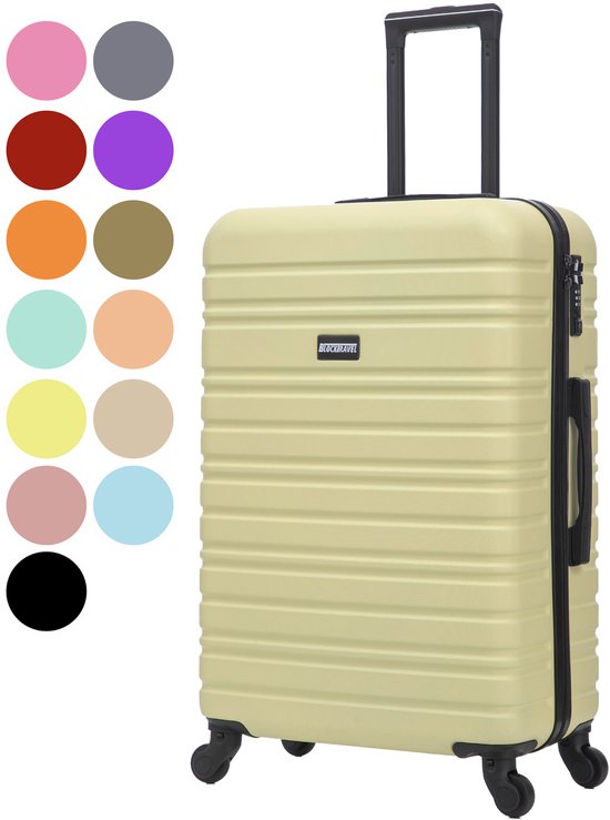 BlockTravel® Reiskoffer Groot 74L - Harde Koffer met TSA-slot - 4 Spinner Wielen - Lichtgewicht Koffer Groot 4 Wielen - Ruimbagage Koffer - Valies Grote Koffer - Koffer Large - 72cm - Licht geel
