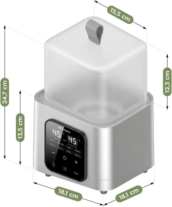 Tulano Ellie 55 Flessenwarmer - Baby Flesverwarmer en Sterilisator 8-in-1 - Wit van Tulano — afbeelding 2