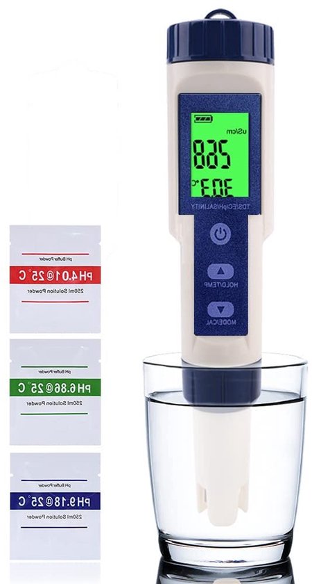 5-in-1 LCD Digitale pH Meter voor Water en Tuin, Waterproof Kwaliteitstester met...