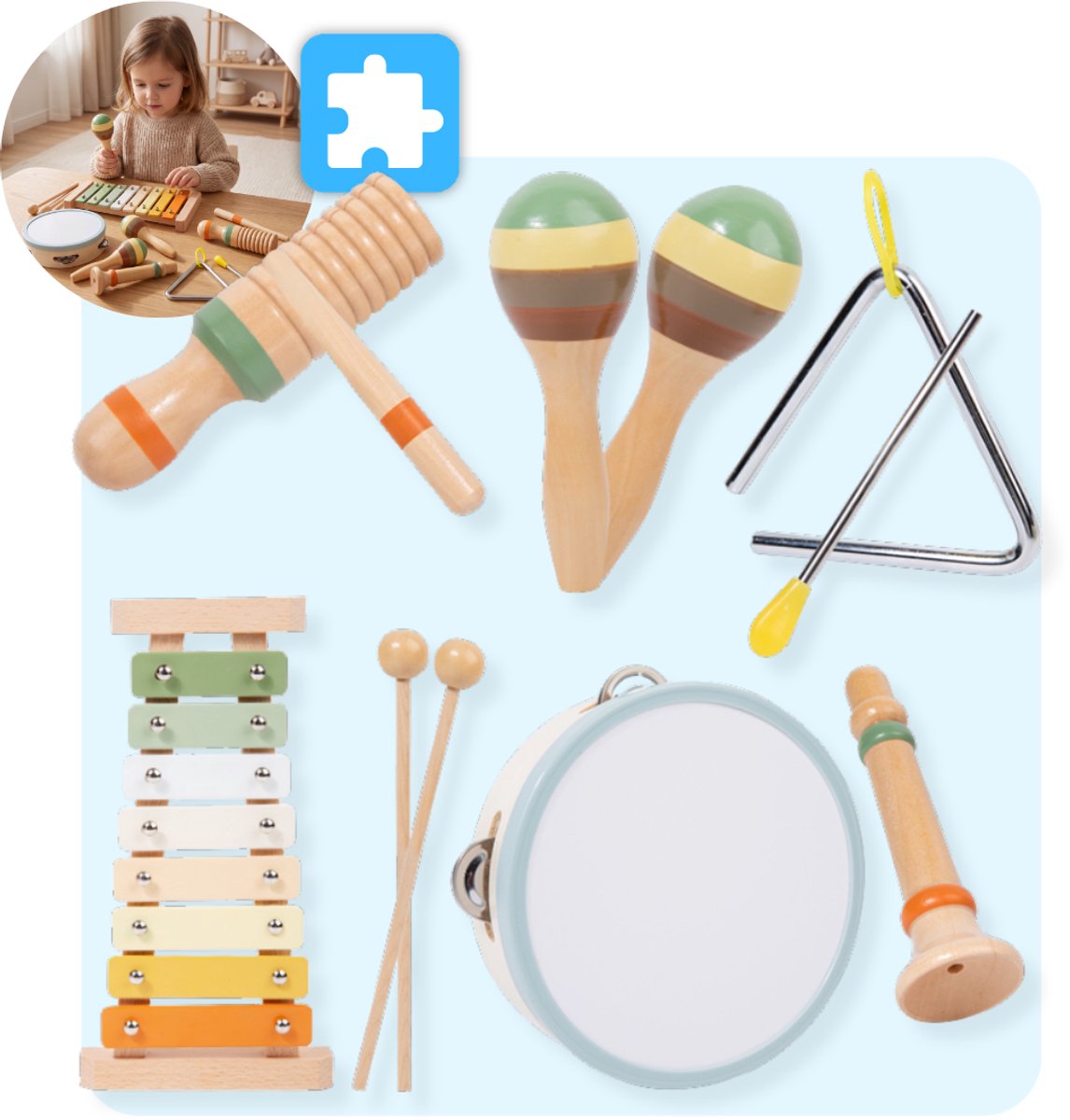 Mauzek® Muziekset - Muziek Speelgoed - 6-delig - Houten Speelgoed - Montessori Speelgoed - Educatief Speelgoed - Muziekinstrumenten Set - Speelgoed Instrument - Peuter Speelgoed - Jongens - Meisjes - 3 jaar - 4 jaar - 5 jaar - 6 jaar