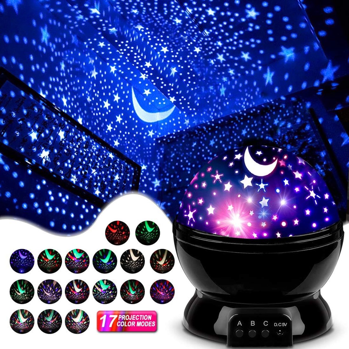 Star Projector Nachtverlichting voor Kinderen, Verjaardagscadeaus voor 1-4-6-14 Jaar Oude Meisje Jongen Kinderslaapkamer, Glow in The Dark Sterren Maan voor Kind Vredig Slapen – foto 2