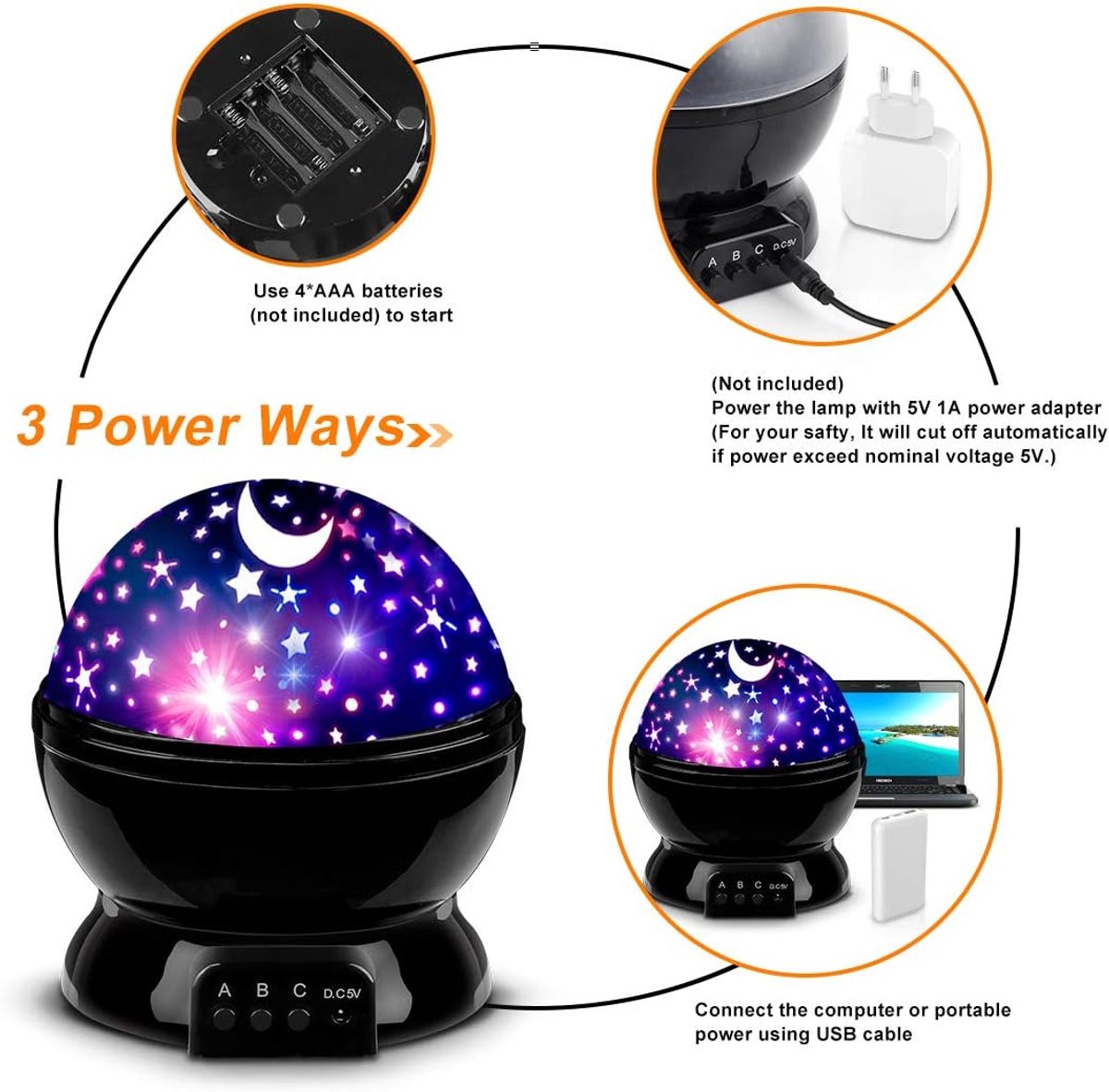 Star Projector Nachtverlichting voor Kinderen, Verjaardagscadeaus voor 1-4-6-14 Jaar Oude Meisje Jongen Kinderslaapkamer, Glow in The Dark Sterren Maan voor Kind Vredig Slapen – foto 5
