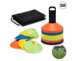 DIVERZA Cônes d'entraînement 50 pièces - Cônes de marquage - Plots - Cônes de football - Avec support et filet de rangement