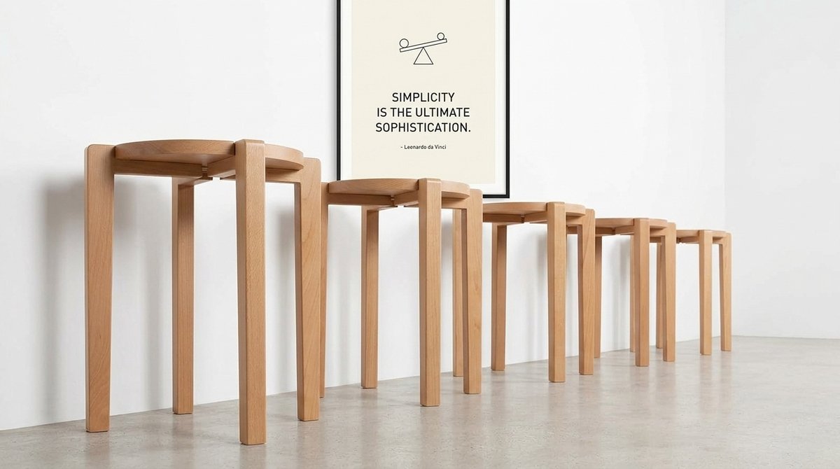 Houten Gymnastiekkruk Ø35 cm – Multifunctionele Beukenhouten Kruk 45 cm Zithoogte – Stevige Design Kruk tot 150 kg – Antislip Vilt Vloerbescherming – Stapelbare Kruk voor Keuken, Woonkamer, Badkamer & Fitness – Meuble Paris