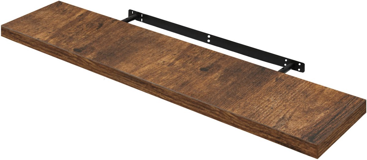 BukkitBow - Zwevende Wandplank - 10 kg Laadvermogen - Diverse Maten van 25-120cm - Muur Montage - Rustiek Bruin Hout - 110cm
