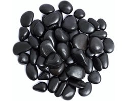 Natuurlijke zwarte gepolijste rivierstenen 1kg, decoratieve kiezelstenen voor bambooplanten, aquaria en feeën tuinen