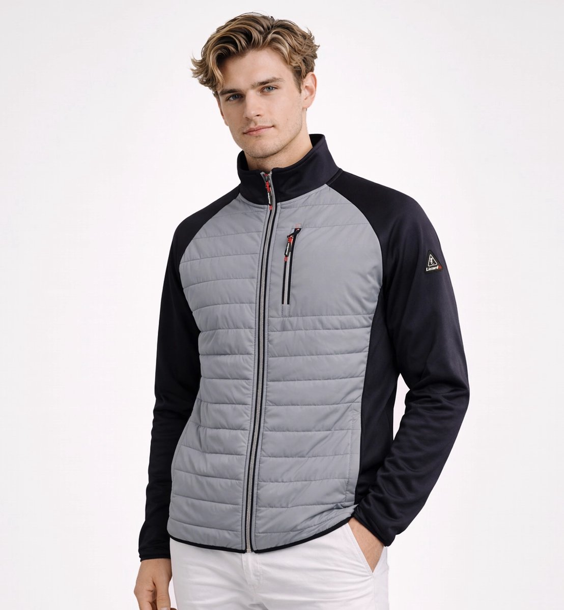 Lizzard Sports Heren Hybrid Jas LZ-KT-103 Softshell Hybrid Jacket met Gewatteerde Voorkant Grijs