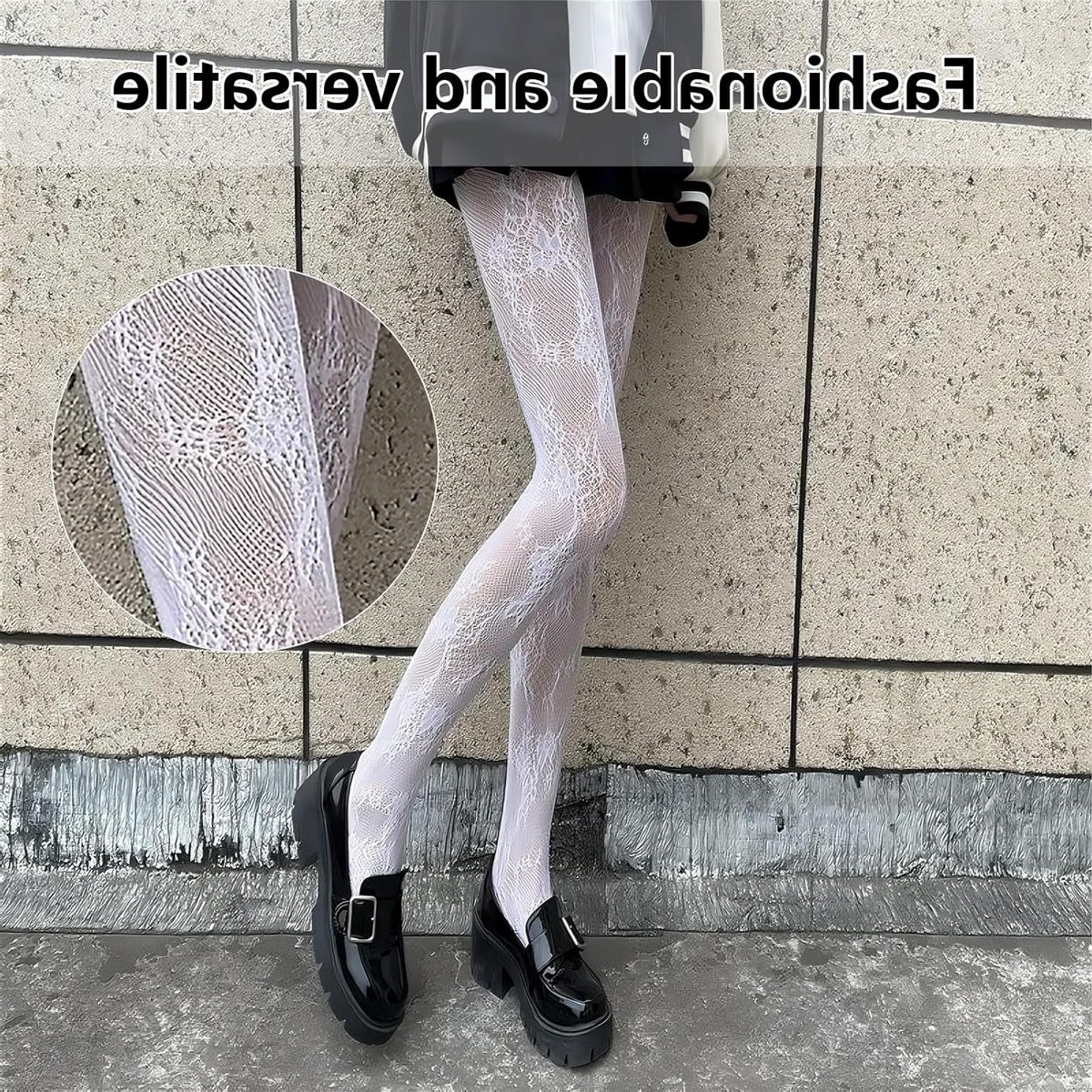 Elegante witte panty voor dames met bloemenmotief en kant, ideaal voor speciale gelegenheden en dagelijks gebruik