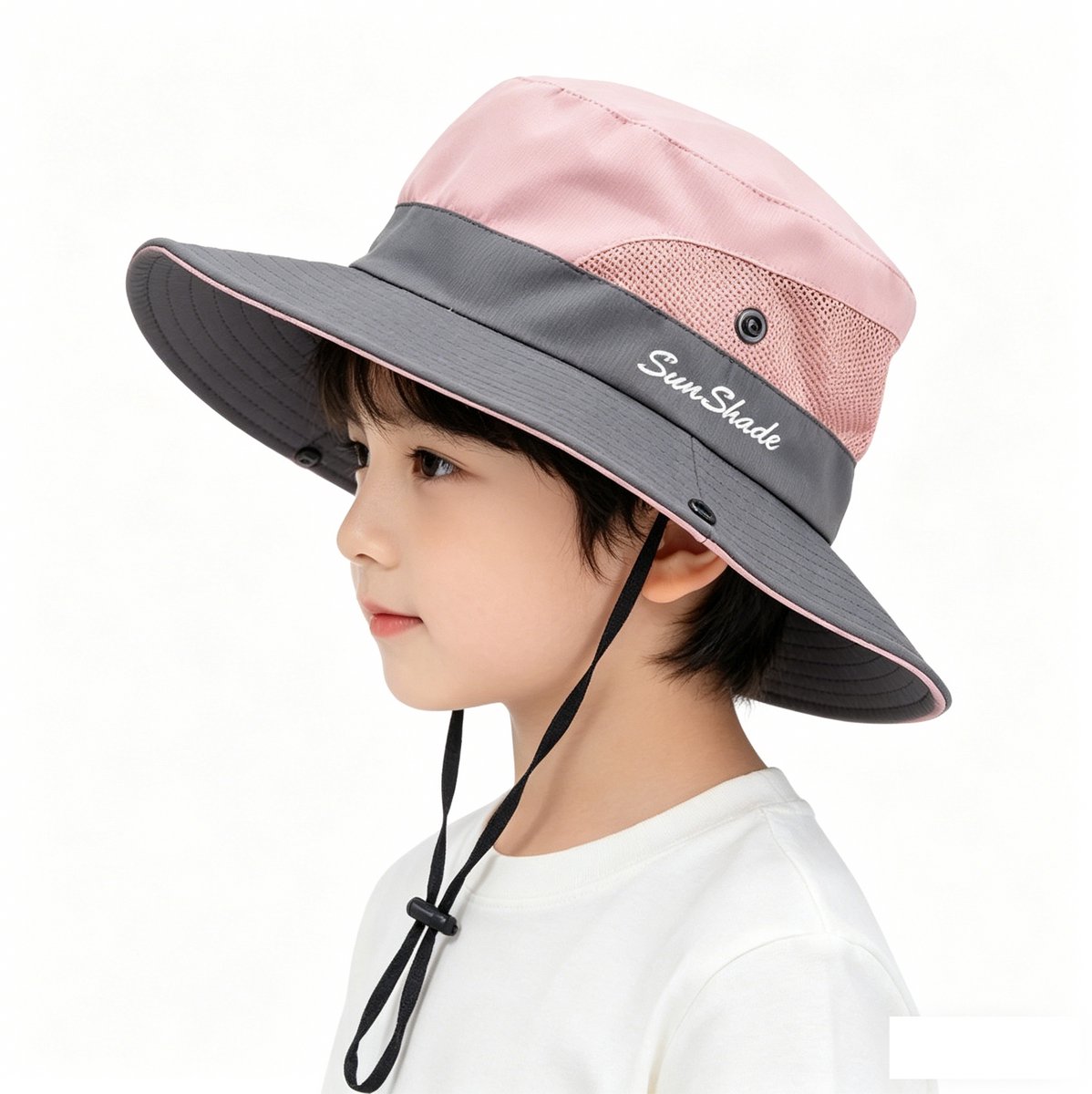 Zonnehoed kind - Bucket Hat - UV Bescherming - Zonnepet met Brede Rand en Paardenstaart Opening - Perfect voor Paardenstaarten, Sneldrogend - Ademend Strand en Outdoor Hoed