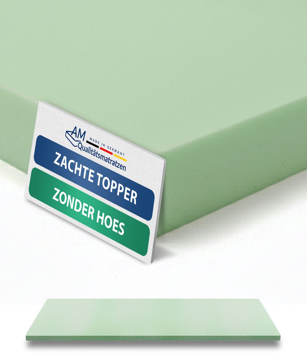 AM Qualitätsmatratzen Topper 80 x 200 cm - Zonder tijk - Zachte & aanpasbare matrastopper - Ook geschikt voor boxsprings - 80x200cm - Made in Germany Wit