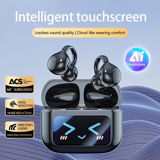 Bluetooth hoofdtelefoon met oorclip, Bluetooth 5.4 sporthoofdtelefoon, open ear vertaaltingshoofdtelefoon, IPX5 waterdicht, digitale display, open type, geschikt voor sport / fitness van Merkloos — afbeelding 2