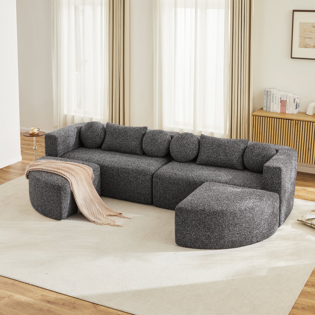 MIVRAY Hoekbank 292 x 165 cm - Modulaire Slaapfunctie En Direct Gebruik - Voor Woonkamer E