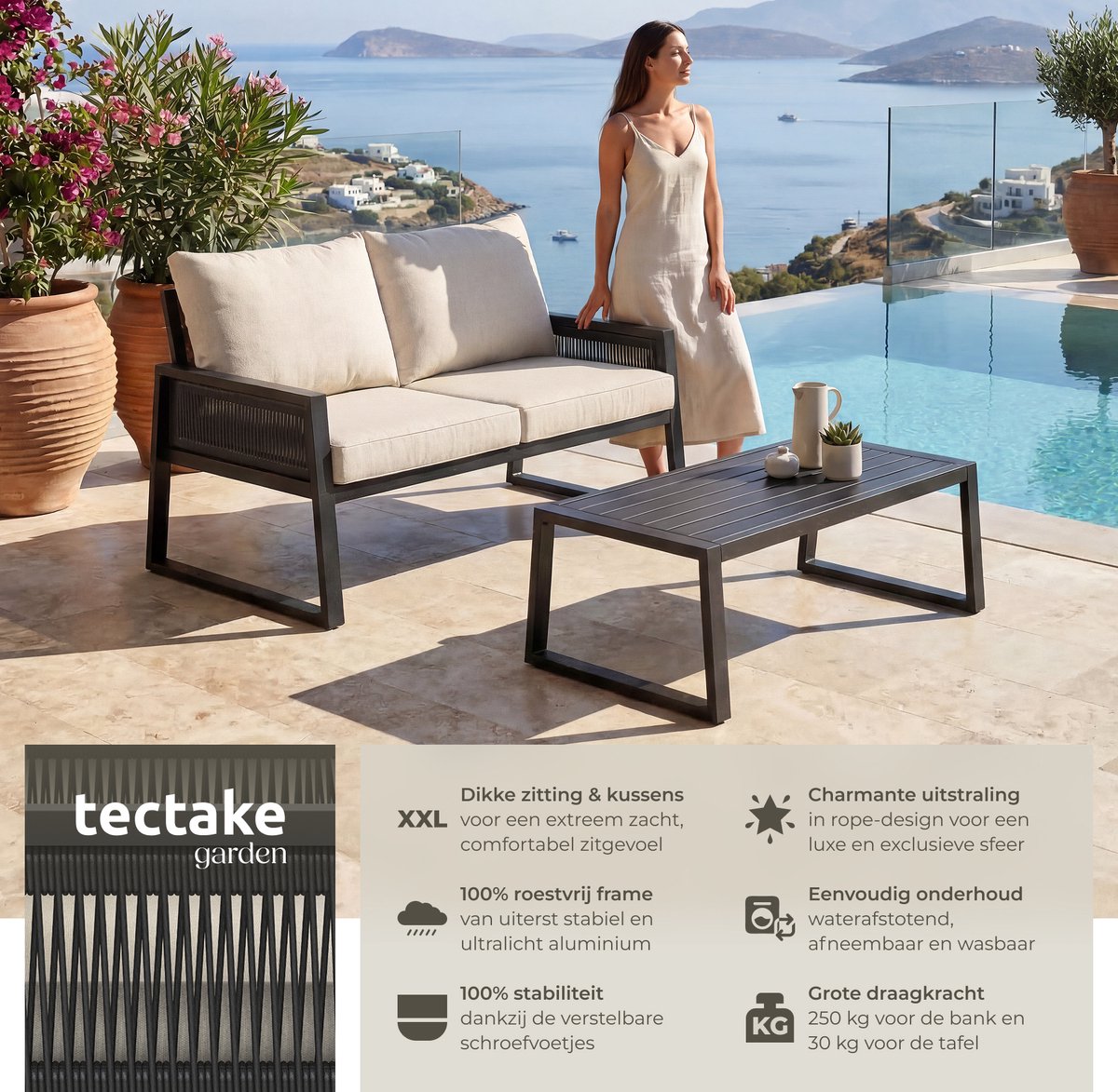 tectake tectake Rope Design Loungeset - afbeelding 2