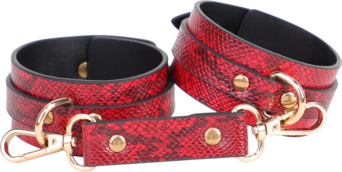 Smart Moves - Handboeien - Snake Print - PU Leer - Rood
