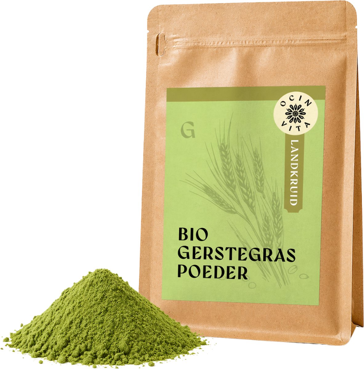 Gerstegras poeder 500g – Biologisch Puur Groen Superfood – 100% Natuurlijk, Fijngemalen & Vegan – Ocin Vita