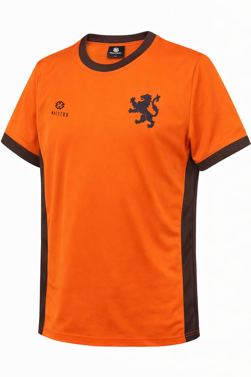 MAESTRO Oranje Koningsdag Shirt Kind Maat 98/104 - Voetbal Shirt Kleding - Nederlands Elftal WK Shirt 2026 - Zwart