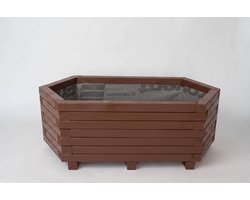 AMISHOUT - Grote plantenbak zeshoek, zeshoekige bloembak 100x52,5x36 cm - bruin | bloembak buiten