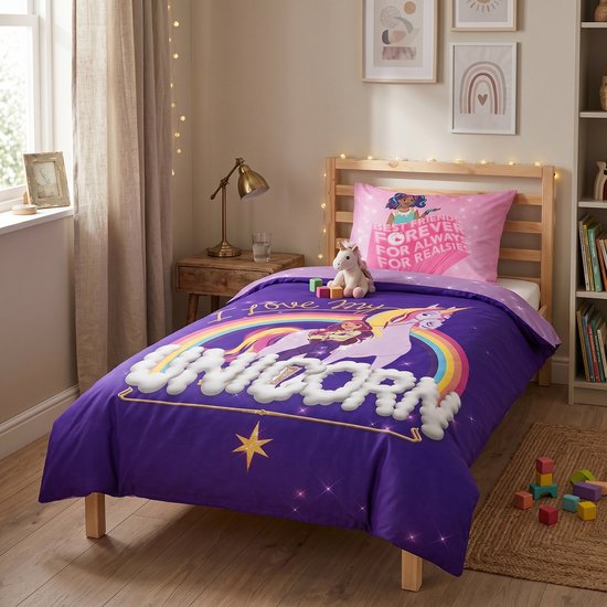 Unicorn Academy Dekbedovertrek 140 x 200 cm van Merkloos — afbeelding 2