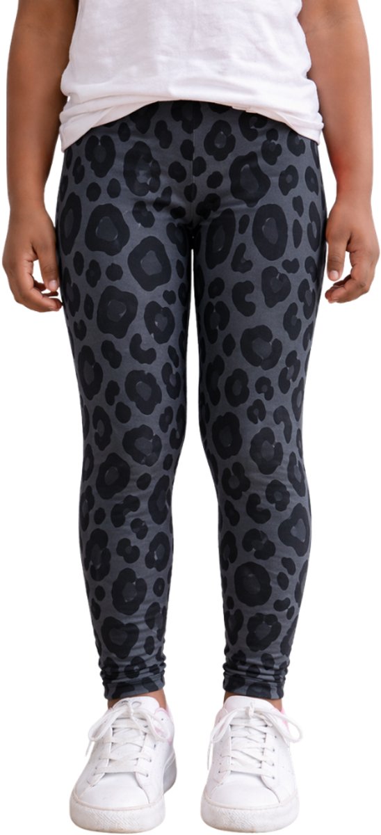 Panterprint meisjes legging zwart/grijs - Kinderlegging - Positive Pants - 92/98
