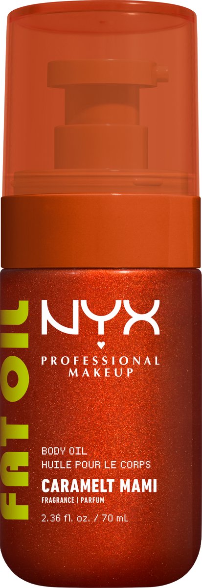 NYX Professional Makeup Fat Oil Caramelt Mami Body Oil - Ultiem glanzende finish - Met hydraterende avocado-olie en vitamine E - 70ml