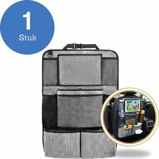 DIVERZA Autostoel Organizer - Autostoel organiseren voor Kinderen en Baby - Ipad en Tablet houder - Grijs
