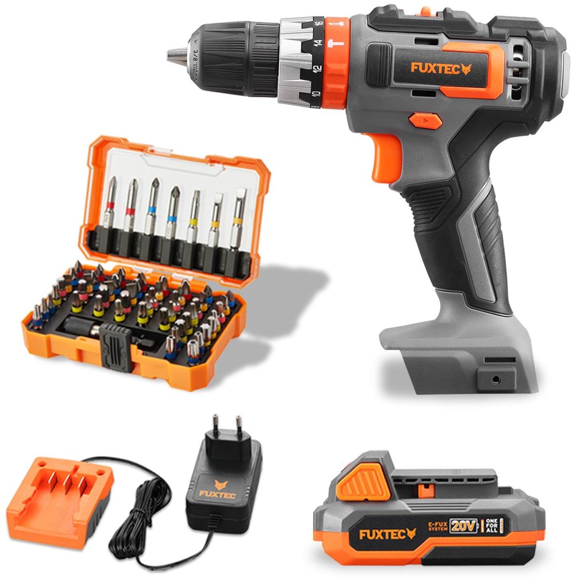 20V accuklopboormachine - FUXTEC - FX-E1SBS20 en bitset