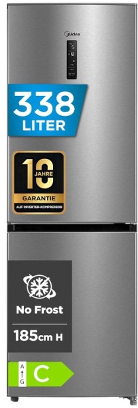 Midea MERB345MGC02 Vrijstaande Koel-vriescombinatie 338L